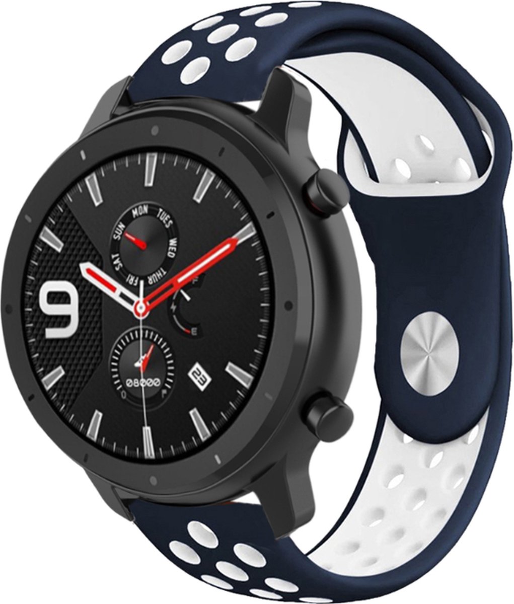 Sportband – geschikt voor Xiaomi Amazfit GTR (47mm) – blauw/wit