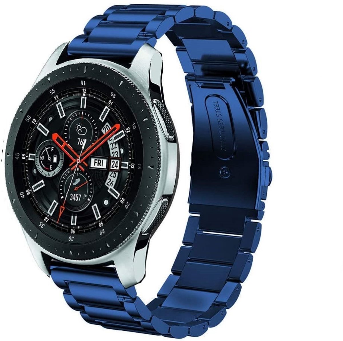 Geschikt voor Samsung Galaxy Watch stalen band - blauw - 45mm / 46mm
