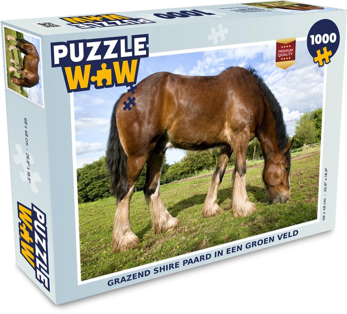 Afbeelding van product Puzzel 1000 stukjes volwassenen De shire 1000 stukjes - Grazend shire paard in een groen veld puzzel 1000 stukjes - PuzzleWow heeft +100000 puzzels