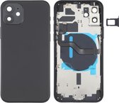 Batterij-achterklep (met toetsen aan de zijkant & kaartlade & voeding + volumeflexkabel & draadloze oplaadmodule) voor iPhone 12 (zwart)