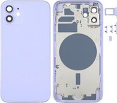 Behuizingsdeksel aan de achterkant met SIM-kaarthouder & zijkleppen & cameralens voor iPhone 12 (paars)