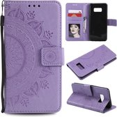 Voor Samsung Galaxy S10 5G Totem Bloem Reliëf Horizontale Flip TPU + PU Leren Case met Houder & Kaartsleuven & Portemonnee (Paars)