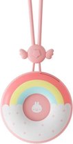 Donut hangende nekventilator Leuke bladloze grote windkracht USB-oplaadhandventilator (regenboogroze)