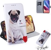 Voor Xiaomi Redmi K40 / K40 Pro / Poco F3 Gekleurde tekening Horizontale flip lederen tas, met houder & kaartsleuven & portemonnee (pug)