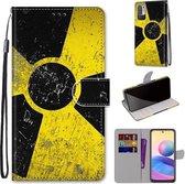 Voor Geschikt voor Xiaomi Redmi Note 10 5G Gekleurde Tekening Cross Textuur Horizontale Flip PU Lederen Case met Houder & Kaartsleuven & Portemonnee & Lanyard (Geel Zwart Logo)