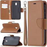 Voor Nokia C1 Plus Litchi Textuur Pure Kleur Horizontale Flip Leren Case met Houder & Kaartsleuven & Portemonnee & Lanyard (Bruin)