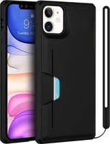 Armor schokbestendig TPU + pc-hardcase met kaartsleufhouder Funtion voor iPhone 11 (zwart)