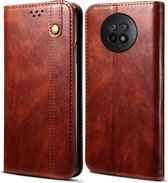 Voor Xiaomi Redmi Note 9 5G (CN-versie) Simple Wax Crazy Horse Texture Horizontale flip lederen tas met kaartsleuven en portemonnee (bruin)