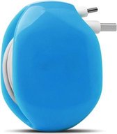 Kleine koptelefoon Oortelefoon Draadopwinder Datakabel Opbergdoos (blauw)