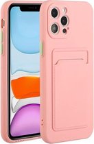 Card Slot Design Shockproof TPU beschermhoes voor iPhone 12 Pro (roze)