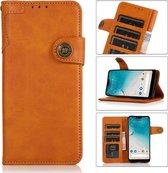 Voor Samsung Galaxy A02 / M02 KHAZNEH Dual-Splicing Koeienhuid Textuur Horizontale Flip Leren Case met Houder & Kaartsleuven & Portemonnee & Lanyard (Bruin)