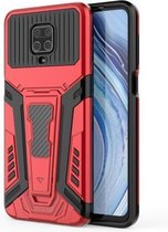 Voor Xiaomi Redmi Note 9S War Chariot Series Armor All-inclusive schokbestendige pc + TPU beschermhoes met onzichtbare houder (rood)