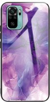 Voor Xiaomi Redmi Note 10 Abstract Marble Pattern Glass beschermhoes (abstract paars)