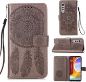 Voor LG Velvet 2 Pro Dream Catcher Printing Horizontale Flip lederen hoes met houder & kaartsleuven & portemonnee & lanyard (grijs)