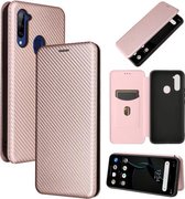 Voor ZTE Libero 5G Koolstofvezel Textuur Magnetische Horizontale Flip TPU + PC + PU Lederen Case met Kaartsleuf (Roze)