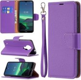Voor Nokia 1.4 Litchi Texture Pure Color Horizontale Flip Leren Case met Houder & Kaartsleuven & Portemonnee & Lanyard (Paars)