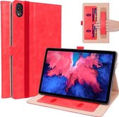 Voor Lenovo Tab P11 (Tab-J606F) Zakelijke retro PU horizontale flip lederen tas met houder & kaartsleuven en draagriem (rood)