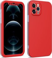Tweekleurige 360 graden volledige dekking Beschermende pc + TPU schokbestendige hoes voor iPhone 12 (rood)