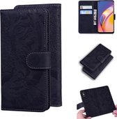 Voor OPPO Reno5 F Tiger Embossing Pattern Horizontale Flip lederen tas met houder & kaartsleuven & portemonnee (zwart)