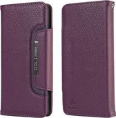 Voor Samsung Galaxy S21 5G Litchi Texture Horizontale Flip Buckle Afneembare Magnetische PU Leather Case met Kaartsleuven & Portemonnee & Fotolijst (Paars)