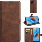 Voor OPPO F19 / OPPO A74 4G Retro Kalfspatroon Gesp Horizontale Flip Leren Case met Houder & Kaartsleuven & Portemonnee (Donkerbruin)