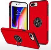 PC + TPU schokbestendige magnetische beschermhoes met onzichtbare ringhouder voor iPhone 8 Plus / 7 Plus (rood)