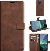 Voor Nokia 1.4 Retro Kalfspatroon Gesp Horizontale Flip Leren Case met Houder & Kaartsleuven & Portemonnee (Donkerbruin)