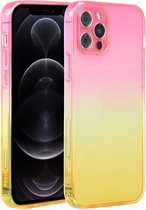 Rechte rand kleurverloop TPU beschermhoes voor iPhone 12 Pro (oranje roze)