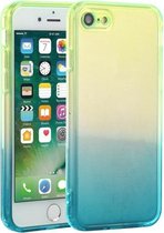 Rechte rand kleurverloop TPU beschermhoes voor iPhone SE 2020/8/7 (blauwgroen)