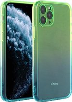 Rechte rand kleurverloop TPU beschermhoes voor iPhone 11 Pro (blauwgroen)