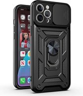 Sliding Camera Cover Design TPU + PC beschermhoes voor iPhone 12 (zwart)