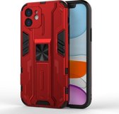 Supersonische pc + TPU schokbestendige beschermhoes met houder voor iPhone 11 (rood)