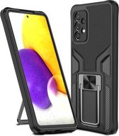 Voor Samsung Galaxy A72 4G / 5G Armor 2 in 1 PC + TPU magnetisch schokbestendig hoesje met opvouwbare houder (zwart)