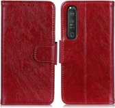 Voor Sony Xperia 1 III Nappa Texture Horizontale Flip Leren Case met Houder & Kaartsleuven & Portemonnee (Rood)