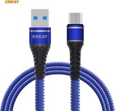ENKAY Hat-Prince ENK-CB307 USB naar micro-USB Tweekleurige nylon gevlochten lichtgevende snellaadgegevenskabel, lengte: 1m (blauw)