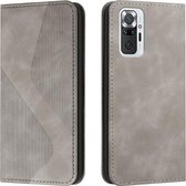 Voor Xiaomi Redmi Note 10 Pro Skin Feel Magnetisch S-type Effen Kleur Horizontale Flip Lederen Case met Houder & Kaartsleuf & Portemonnee (Grijs)