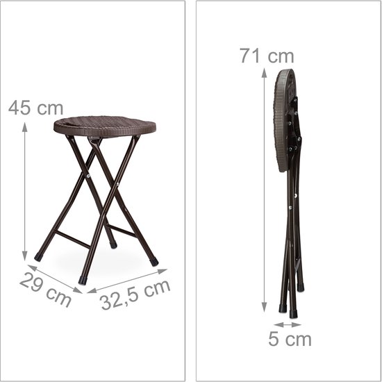 krukje inklapbaar BASTIAN - set van 2 - kunststof - binnen - buiten - 45 cm hoog - bruin van Merkloos — afbeelding 2