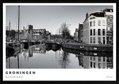 Poster Stad Groningen (kopie) - A2 - 42 x 59,4 cm - Inclusief lijst (Zwart Aluminium)