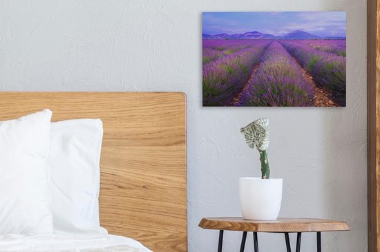 Rangées de toile de lavande 30x20 cm - petit - Tirage photo sur toile (Décoration murale salon / chambre)