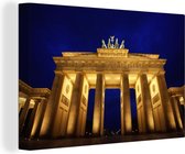 Nightly Brandenburg Gate in Berlin Canvas 80x60 cm - Tirage photo sur toile (décoration murale salon / chambre) / Villes sur toile