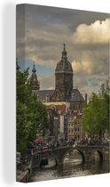 Canvas Schilderij Amsterdam - Architectuur - Brug - 80x120 cm - Wanddecoratie