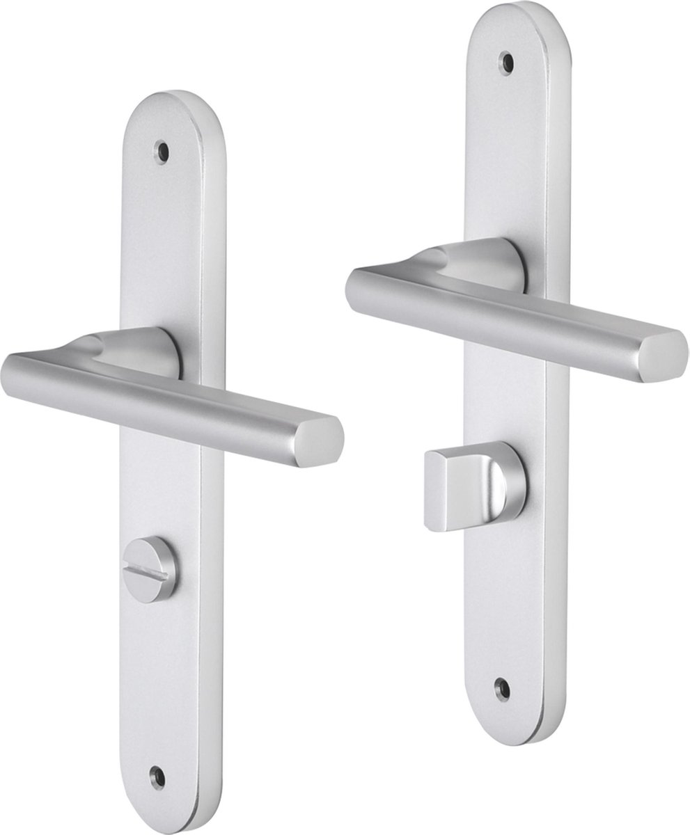 Impresso Leeds Deurklink – Deurbeslag – Ovaal – Deurschild met Schroeven en Toiletsluiting – Aluminium