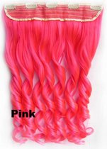Clip in hair extensions 1 baan wavy roze - Pink