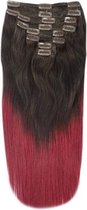 Remy Human Hair extensions Double Weft straight 18 - bruin / rood T2/530#