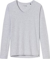 SCHIESSER dames Mix+Relax T-shirt - lange mouw - V-hals - grijs melange -  Maat: XL