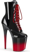 Pleaser Plateau Laarzen, Paaldans schoenen -35 Shoes- FLAMINGO-1020BR-H Paaldans schoenen Zwart/Rood