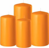 Set van 6x stuks oranje stompkaarsen 10-12-15 cm met diameter 6 cm - alle formaten 2x stuks - Sfeer kaarsen voor binnen