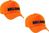 2x stuks oranje Holland fan pet / cap oranje - kinderen - Ek / Wk / Koningsdag - Nederland supporter petje / kleding