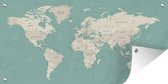 Affiche de clôture Wereldkaart - Politique - Turquoise - 200x100 cm - Toile de jardin