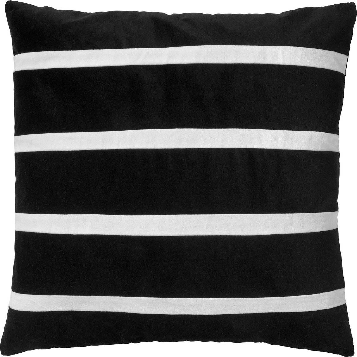 Dutch Decor PEMM - sierkussen 45x45 cm - velvet - colour blocking - Raven - zwart, wit - Inclusief binnenkussen - Luxe kussens voor woonkamer & bank